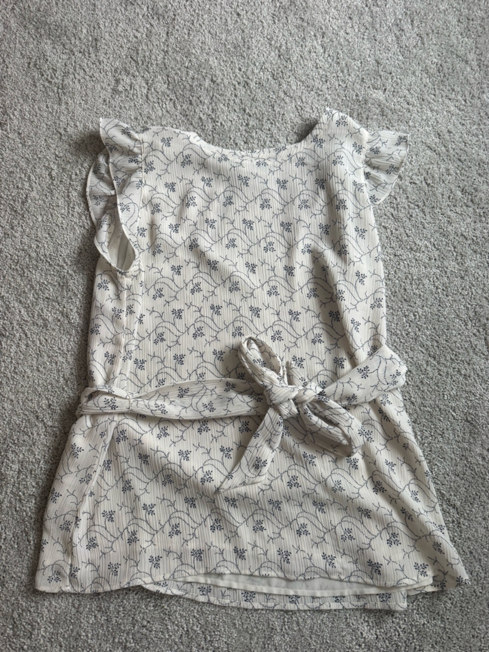 LOFT Cream top with Navy Floral Print